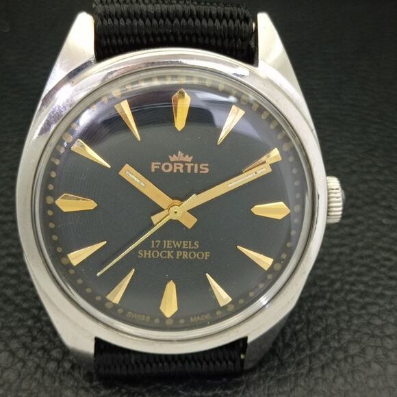 Vintage 1992 Fortis Manual Mens Silver Watch W/Nato Strap & Gold accents - Picture 4 of 9